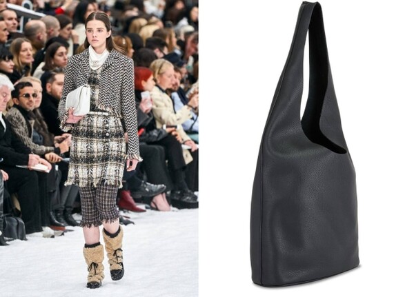 샤넬 2019 가을 겨울 컬렉션에 소개된 트위드 재킷(왼쪽)과 더로우 빈들 핸드백./샤넬, 더로우